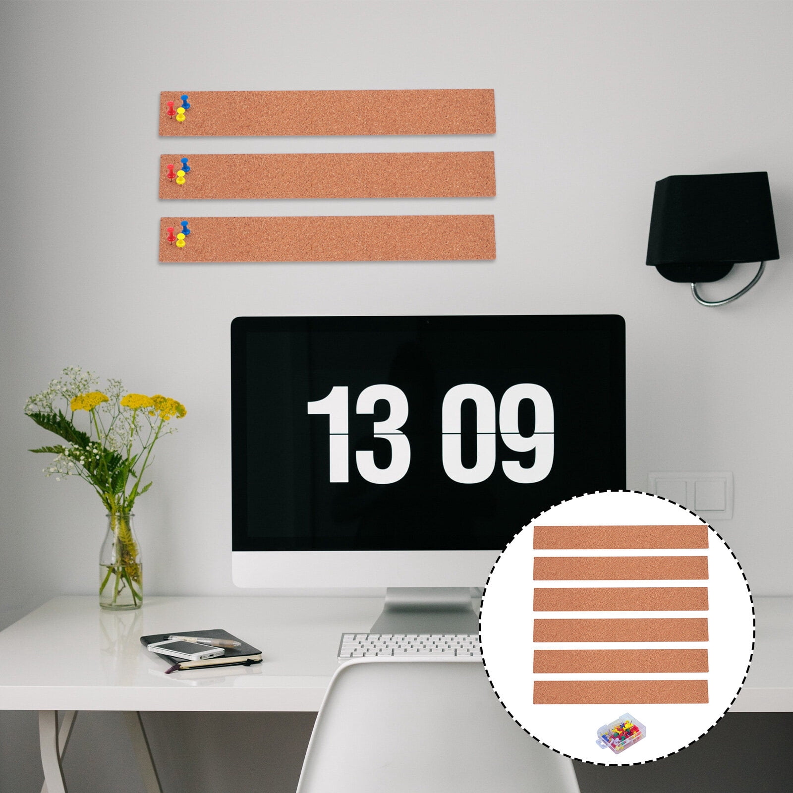Strips Cork Board Bulletin Frameless Strip Bar Bars Self Adhesive Message Pin Announcement Memo