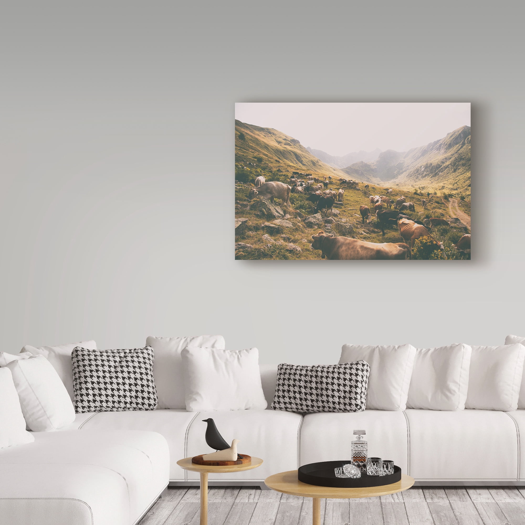 Trademark Fine Art 'In the Valley Cows' Canvas Art by Aledanda