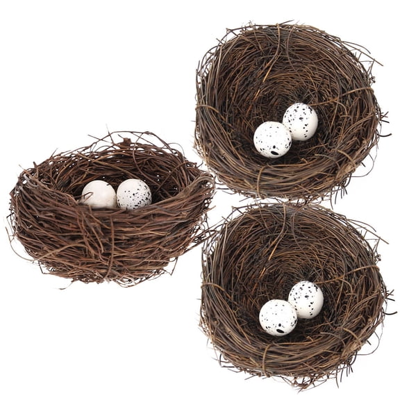 Baluue Decorative Artificial Bird Nests with Foam Eggs, Assorted Colors Rattan Craft for Home and Garden Decor