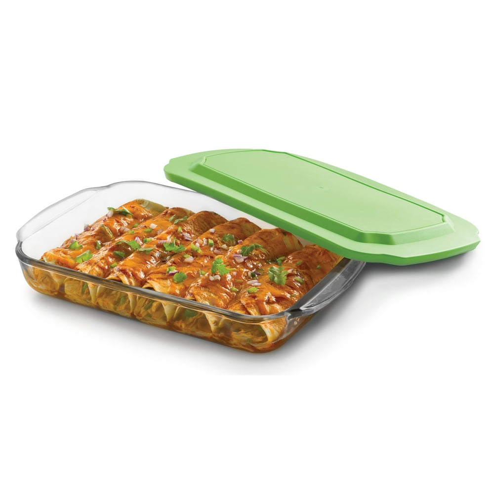 Libbey Baker's Basics Glass Casserole Baking Dish with Plastic Lid, 8