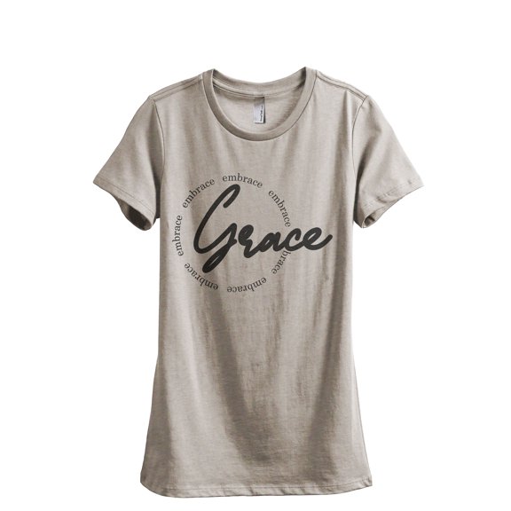Embrace Grace Women's Fashion Relaxed T-Shirt Tee Heather Tan X-Large