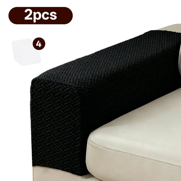 AUQ Couch Arm Covers Classic Solid Color Design for Modern Homes,Sofa Arm Covers Easy to Clean,Armrest Cover,Black