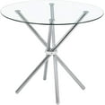 5 Pieces Modern Dining Set Round Glass Table and 4 PU Leather Chairs for Dining Room Home