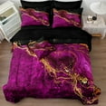 thumbnail image 3 of Black Gold Comforter Set 8 Pcs Hot Pink Marble Bedding Set Bed in A Bag Purple and Black Marble Stone Texture Abstract Room Decor Black Marble Bed Comforter, 3 of 8