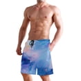 thumbnail image 2 of Dailycode Men's Quick Dry Swim Trunks Beach Shorts Casual Summer Board Shorts with Pockets, Azure Blue Marble, 2 of 8