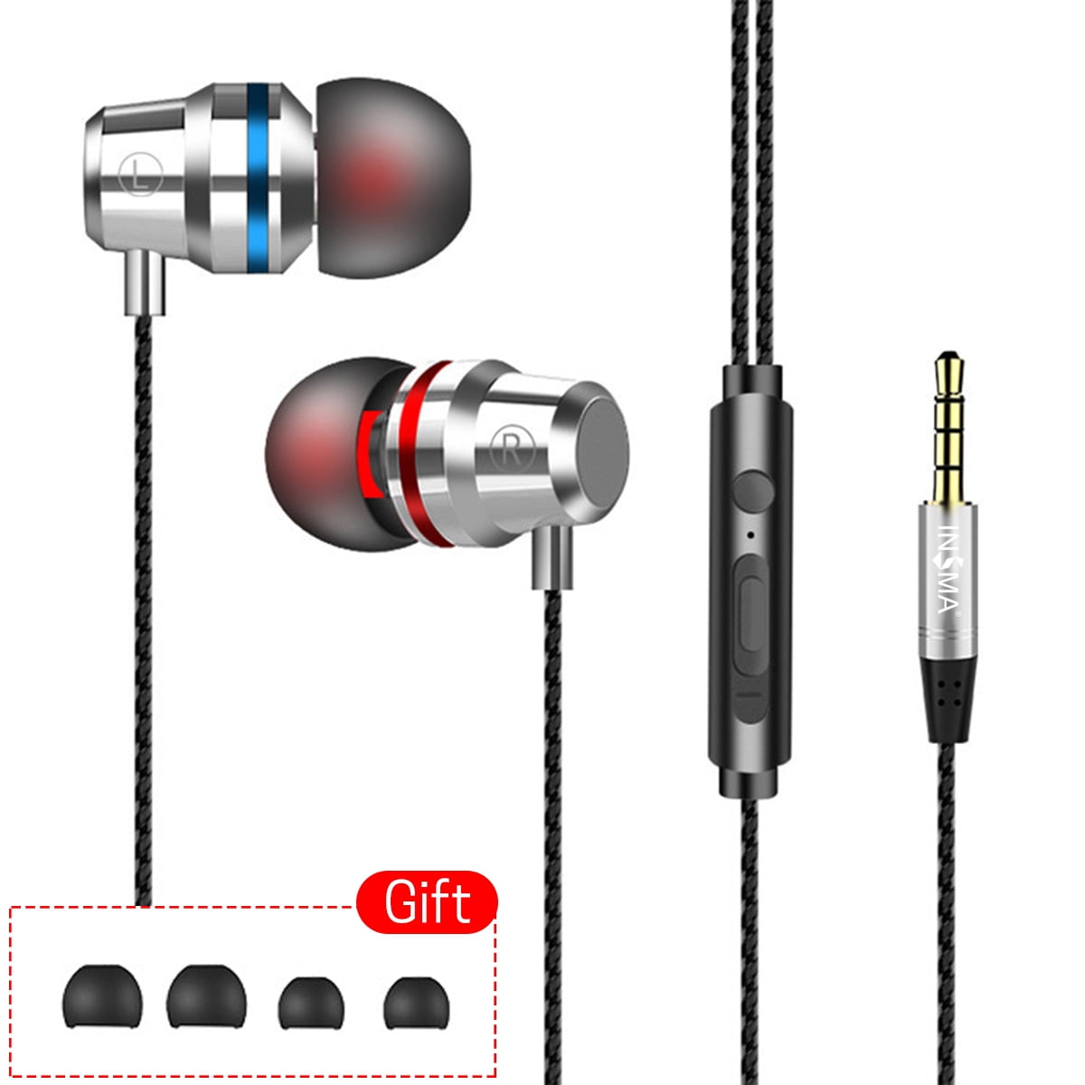 INSMA Metal Shock 4D HiFi Bass Earbuds Handsfree Call 3.5mm Inear