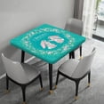 thumbnail image 4 of Easter Bunny Fitted Square Tablecloths, Happy Easter with Hare Rabbit Waterproof Wipe Clean Table Cloth, Great for Home Kitchen/Parties/Holiday Dinner Use, Fit 34'''' x 34''''Square Table, Green, 4 of 6