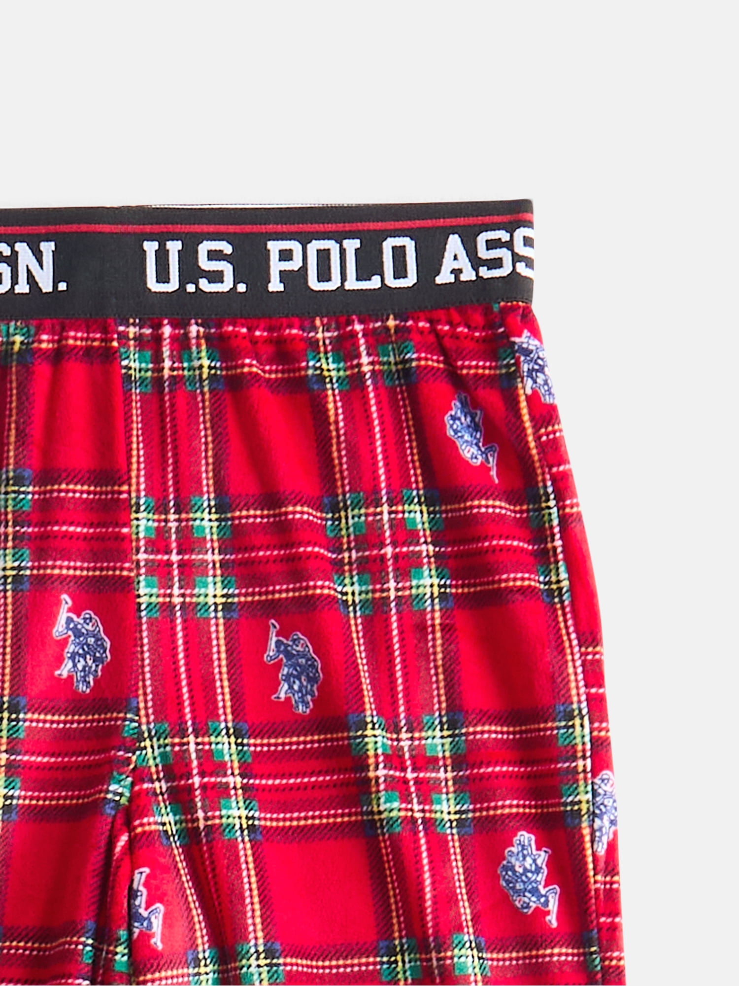 U.S. Polo Assn. Boys Short Sleeve Crew Top & Minky Pant Pajama Set, 2-Piece Sleep, Sizes S-XXL