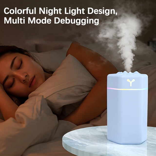 Xihbxyly Humidificador Usb, Diseño Compacto de Escritorio, Gran Capacidad de 260 Ml, Niebla Continua Durante 6 Horas, Luz Led de Colores, Alimentación Usb, Uso En Casa o En La Oficina, Tamaño Portáti