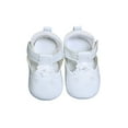thumbnail image 3 of Little Things Mean A Lot Baby Girls All White Faux Leather Mary Jane Crib Shoe with Perforation Accents, 3 of 6
