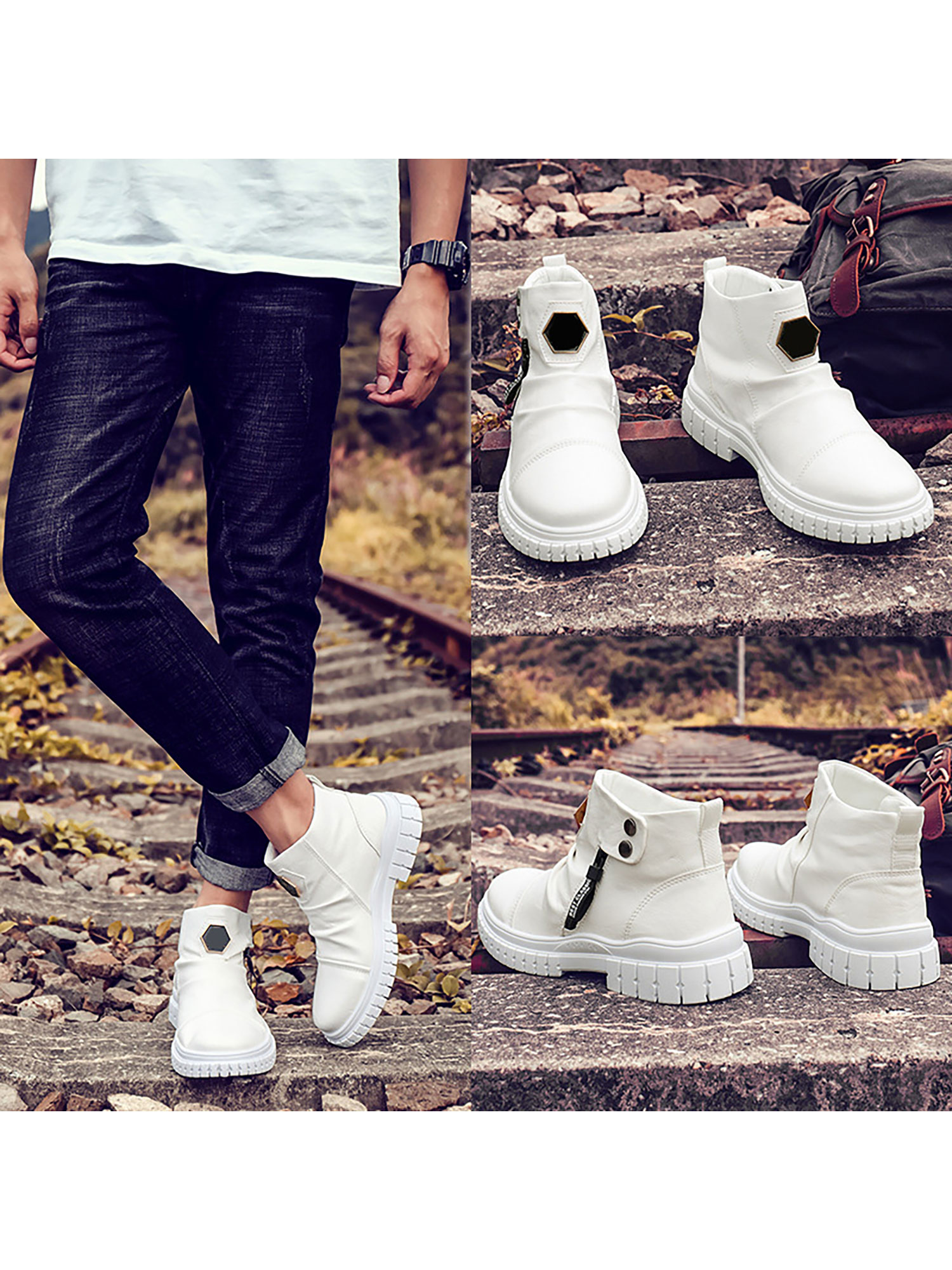 Lacyhop Men Business Casual Dress Boots Comfort Side Zip Ankle Boot