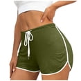 thumbnail image 2 of Women Workout Yoga Shorts - Premium Buttery Soft Solid Stretch Active Running Dance Volleyball Dolphin Shorts Army Green S(S), 2 of 7