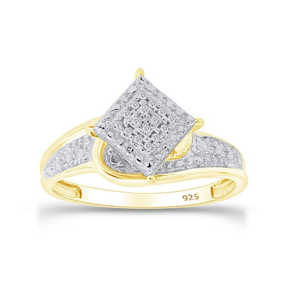 AFFY White Natural Diamond Cluster Ring in 14k Yellow Gold Over Sterling Silver