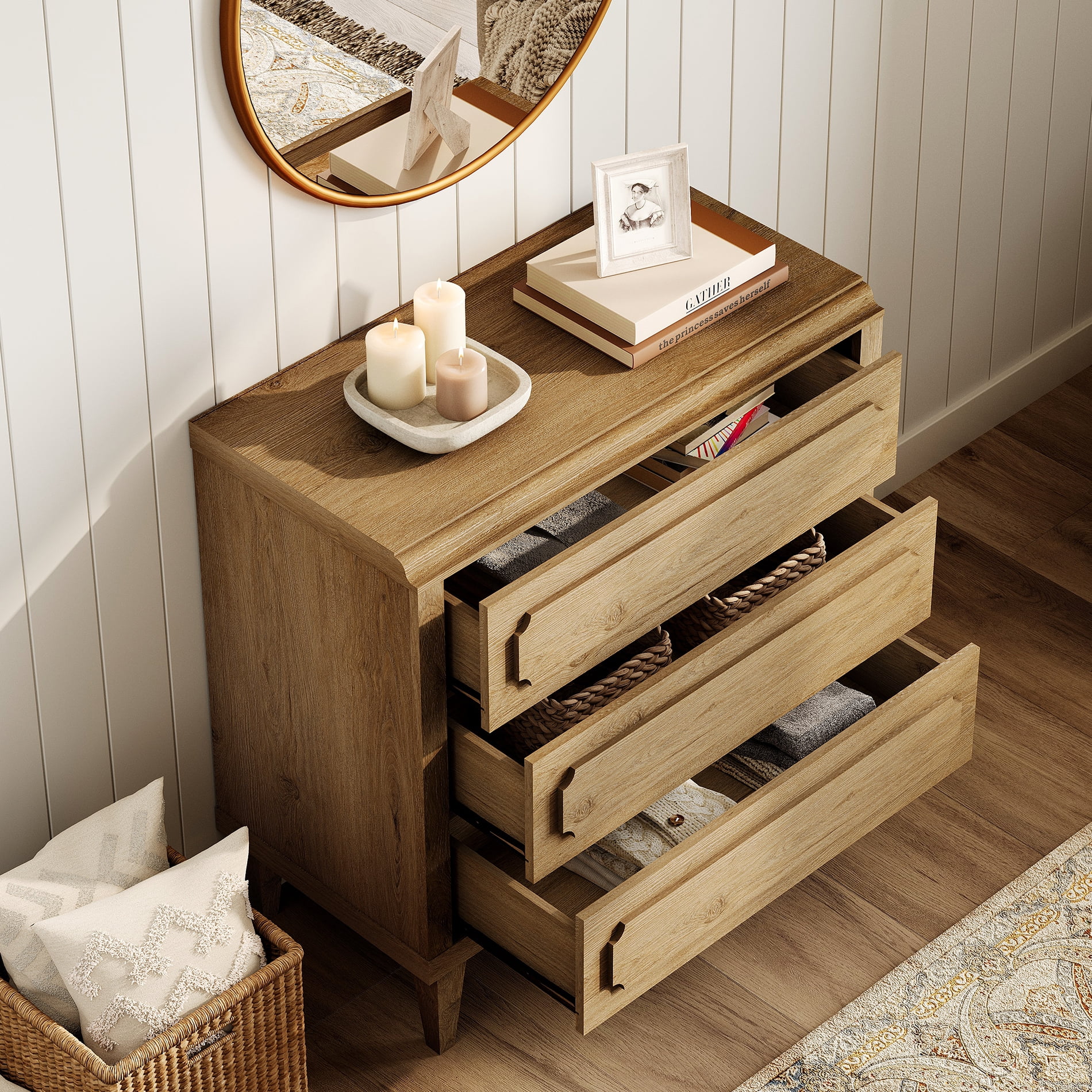31.5" Tall Nightstand with 3 Drawers, Modern End Table with Storage for Living Room, Bedroom