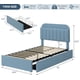thumbnail image 5 of Blue tamaño individual marco de cama con almacenamiento cabecero 2 cajones bouclé forrado platform y estante de libros no necesita colchón base easy to assemble, 5 of 9