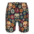thumbnail image 2 of Mens Swimwear Swim Short Trunk Sugar Skulls And Flowers Day Of The Dead Beach Board Shorts Swimming Surffing shorts, 2 of 6