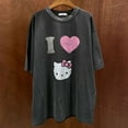 thumbnail image 1 of Sanrio-Camiseta con estampado de Hello Kitty para mujer y hombre, Tops holgados de gran tamaño, camisetas informales de algodón Y2k, ropa de verano, 1 of 7