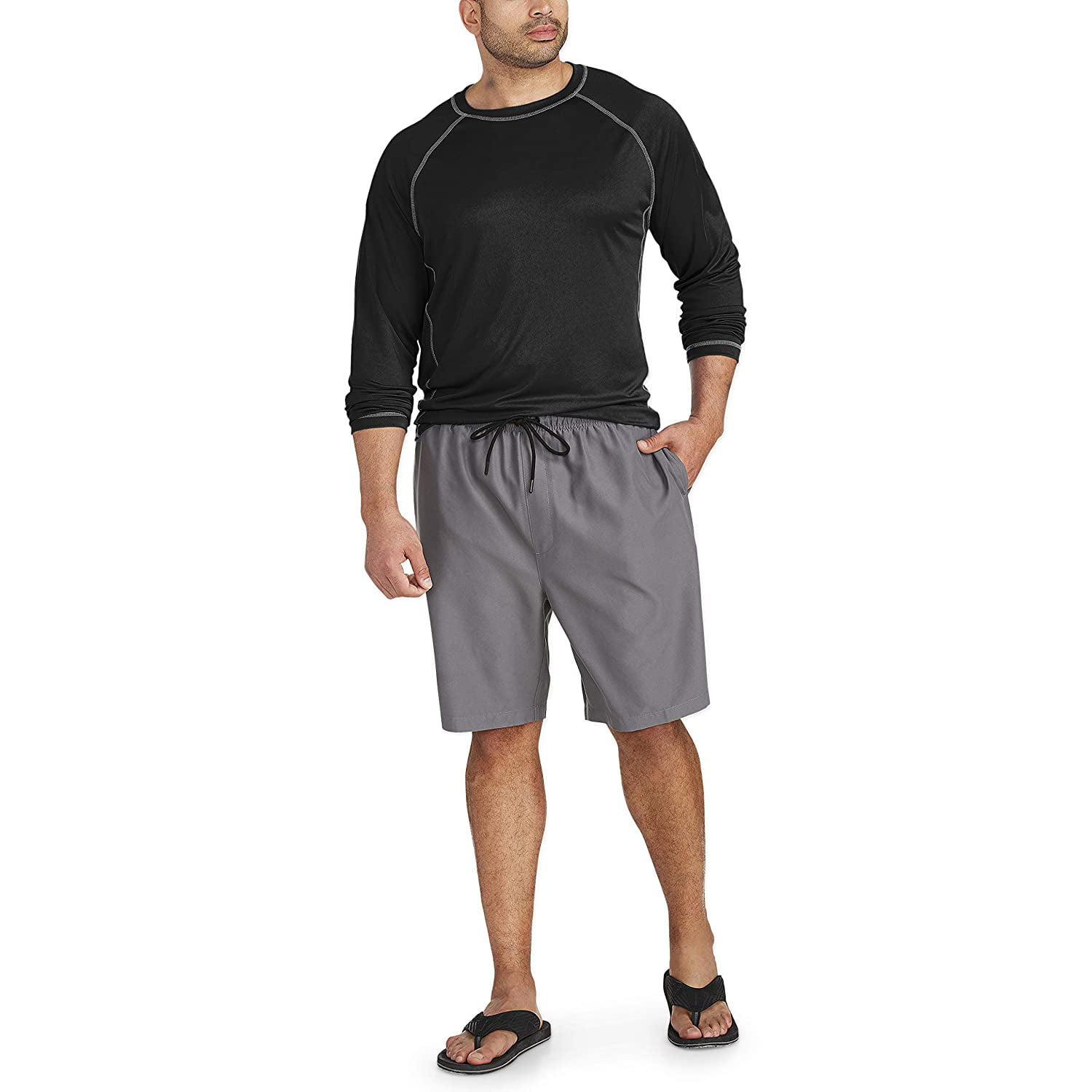 Essentials mens big-tall Big & Tall Long-sleeve Quick-dry Upf 50 Swim Tee