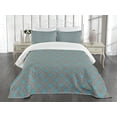 thumbnail image 3 of Ambesonne Damask Quilted Bedspread Set 3 Pcs, Venetian Italian, Queen Size, Cocoa Sky Blue Yellow, 3 of 5
