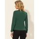 thumbnail image 4 of Blusa de gasa sólida de manga larga para oficina de trabajo para mujer Verde oscuro L, 4 of 5