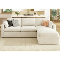 HONBAY 111" Sectional Modular Cloud Sofa, Chenille L Shaped Convertible Couch with Storage for Living Room, Beige