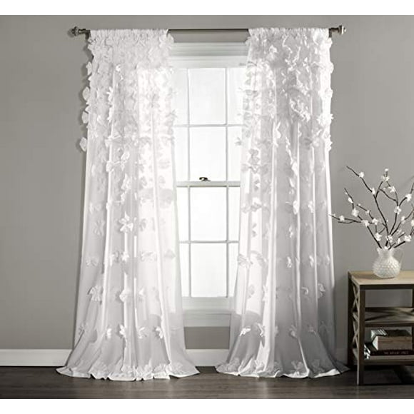 Lush Decor Riley Window Curtain Panel, 95" x 54", White