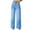 Blue, variant on Aoochasliy Womens Pants Plus Size Clothes Petal Pocket Jeans Trousers Loose High Waist Washed Denim Wide-leg