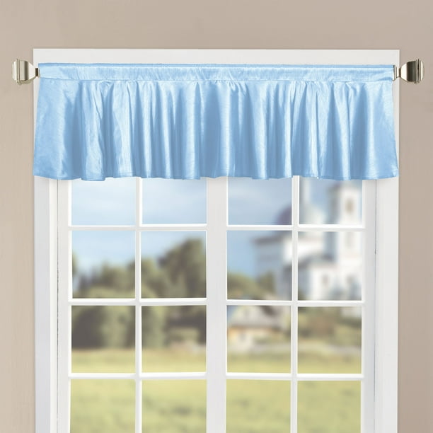 Solid Faux Silk Curtain Valance Light Blue 60" x 19"