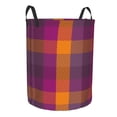 thumbnail image 2 of Haiem Purple Yellow Buffalo Plaid Leather Dirty Clothes Laundry Basket,Sturdy & Waterproof,Collapsible Round Design For Efficient Space Management,Multi-Purpose Storage Basket, 2 of 8