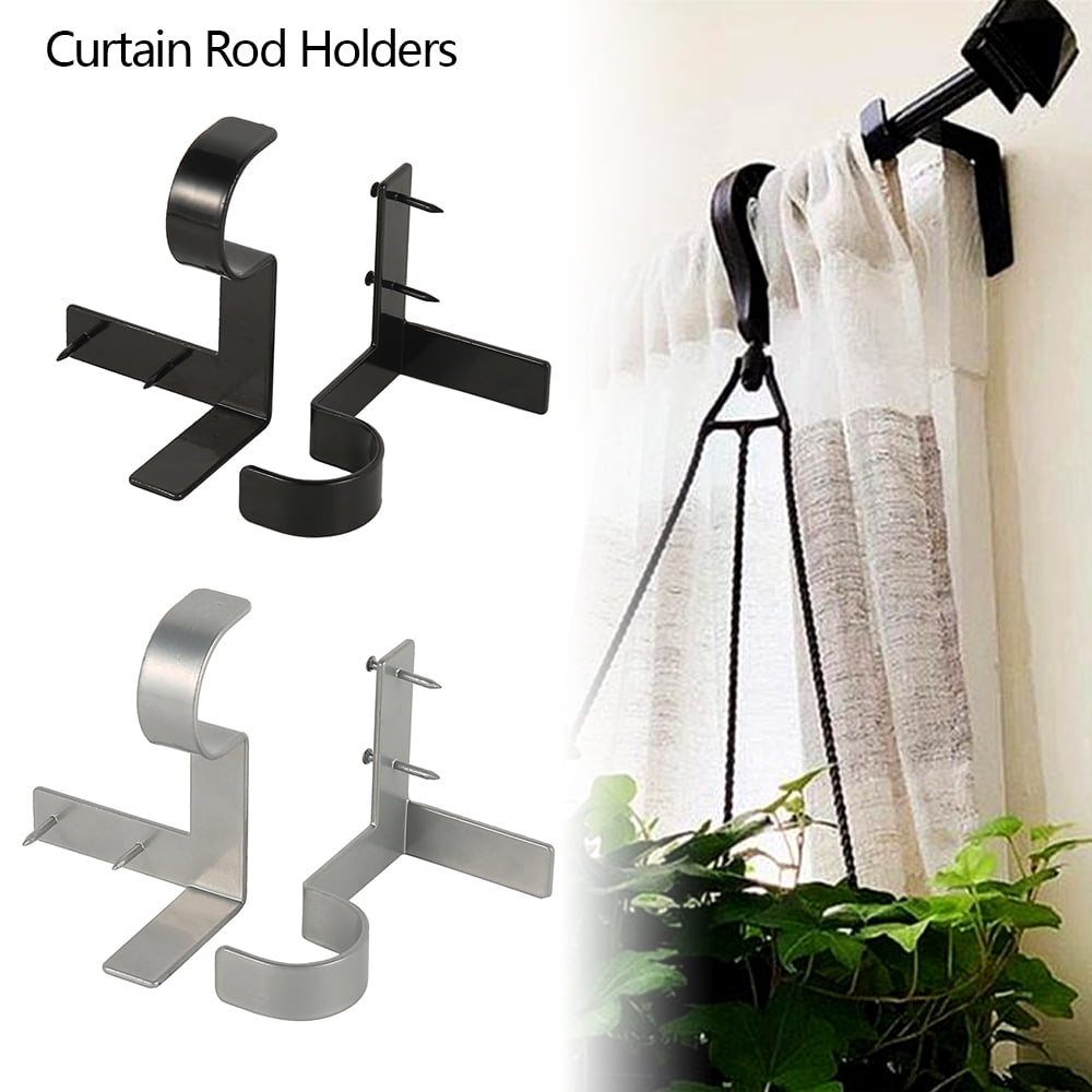 Metal Curtain Rod Pole Wall Brackets Screw Drapery Hook Holder LP 