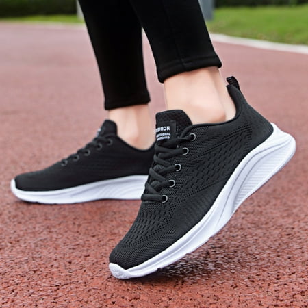 

WZJuhiie Women Sneakers Fashion New Pattern Simple Solid Mesh Breathable Comfortable Flat Bottom Non Slip Lace Up Casual Shoes