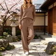 thumbnail image 6 of QSXADF Fall 2 Piece Sweatsuits Women Casual Tracksuit Set Solid Collared Long Sleeve Elastic Waist Pocket Pants Set Daily Women Fall Winter Outfits, 6 of 6
