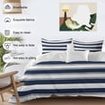 thumbnail image 5 of Navy Blue Duvet Cover Set Twin Size and Grey Stripe Abstract Geometric Striped Soft Lightweight Comforter Covers 4 Piece Bedding Set with 1 Duvet Cover 1 Bed Sheet & 2 Pillow Shams, 5 of 8