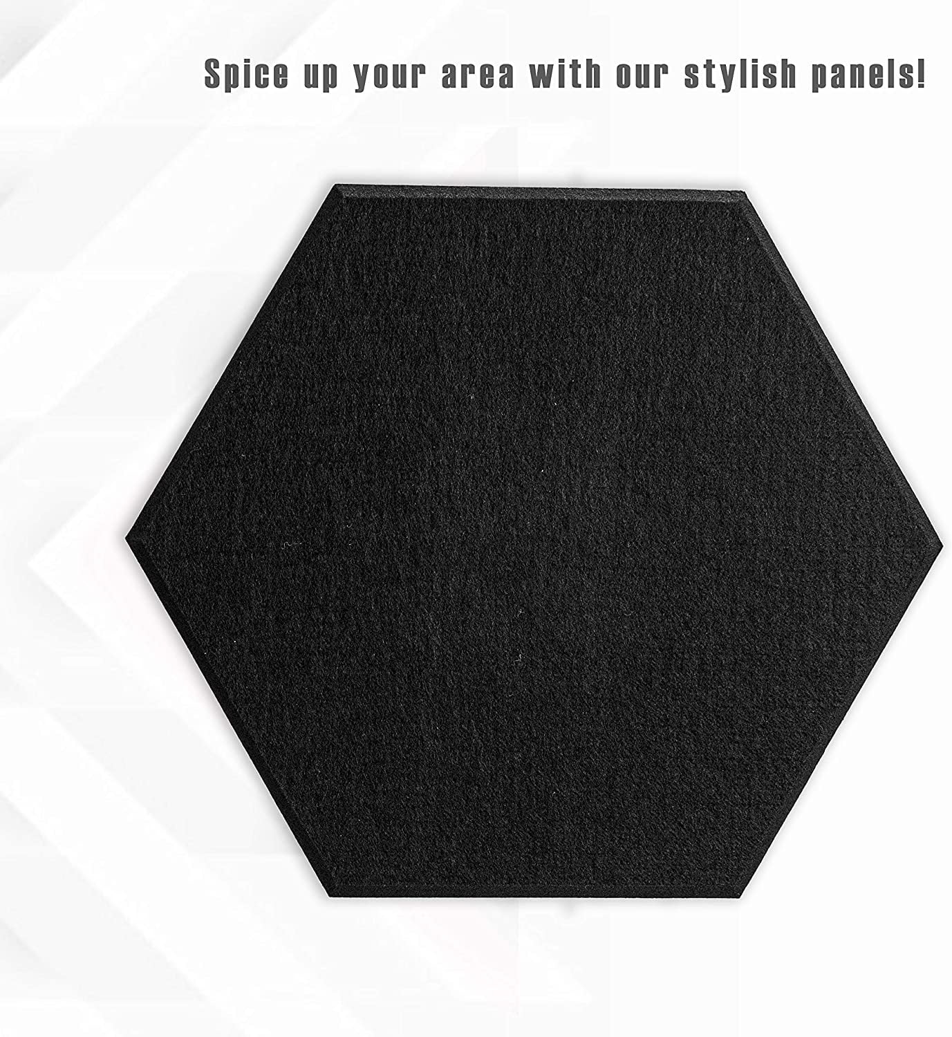 Sonic Acoustics Hexagon Sound Absorption Panels, Beveled Foam Wall Tiles for Noise Reduction, Black Acoustic Damper, 12 X 14 X 0.4 In, 12 pack