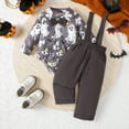 thumbnail image 3 of Newborn Baby Boys 1st Halloween Outfit Gentleman Pumpkin Shirt with Bowtie +Long Suspender Pants Overalls Clothes, 3 of 3