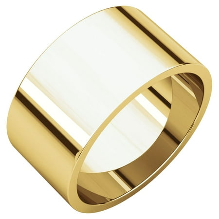14K Yellow Gold 10mm Flat Wedding Band Size 11