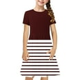 thumbnail image 2 of Odeerbi Niñas de Verano Vestido de Línea A Rayas Vestido de Columpio Vestido Elástico de Manga Corta Para Niños, 2 of 7