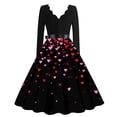 thumbnail image 3 of Fgvctg Valentine's Day Spring Dresses for Women 2026 Vintage Cocktail 1950s Dresses Cute Heart Print V Neck Dress Sweet Date Night Romantic Long Sleeve Clothes Pretty Outfit Pink 4XL, 3 of 4