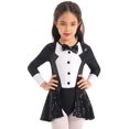 thumbnail image 1 of RUNQHUI Robe de Danse Ballet pour Filles Manches Longues Latin Samba Justaucorps Paillettes Patinage à Roulettes Noir 4, 1 of 7