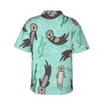 thumbnail image 3 of Sea Otter3 Hawaiian Shirts For Men, Summer Short-Sleeve Relaxed-Fit Button-Down Shirts Large, 3 of 9