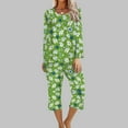 thumbnail image 2 of XFLWAM Women's Sleepwear Capri Pajama Sets Long Sleeve Two-Piece Pjs Crew Neck Lounge Sets Tops & Capri Pants with Pockets, 2 of 5