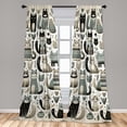 thumbnail image 3 of Ambesonne Cats Curtains 2 Panel Set, Modern Scandi Kitten Pattern, Pair of - 28" x 63", Pale Teal Pale Khaki Grey, 3 of 4