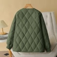 thumbnail image 5 of Hueook Coats for Women Women Warm Quilted Jackets for Women Long Sleeve Floral Soild Puffer Jacket Coats with Pockets Army Green 2X, 5 of 7