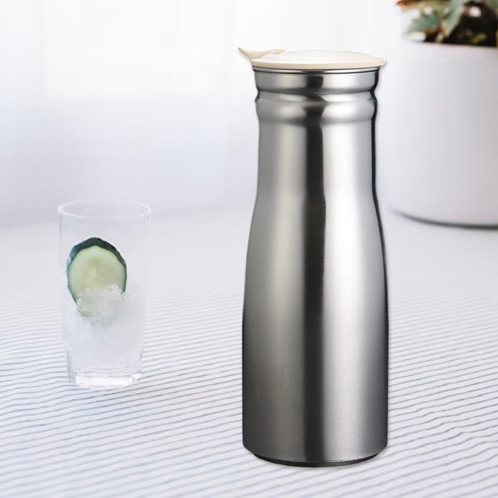Stainless Steel Water Jug, 1000ml Latte Art Milk Frothing Cup, Pitcher Jug with Lid, Cream Mug for Coffee Machine, Juice, Home, Office