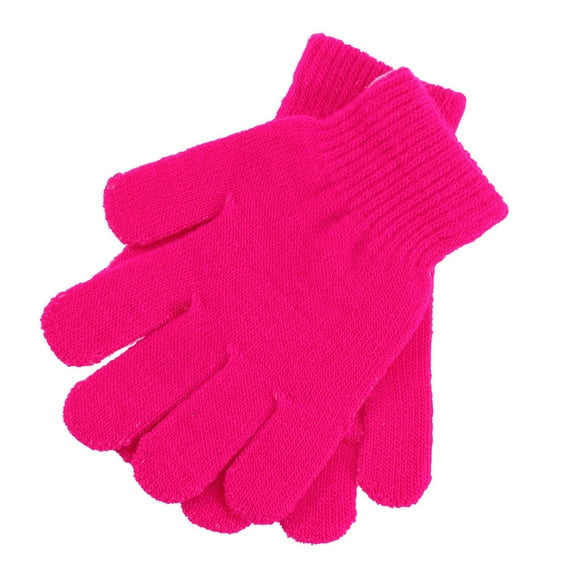 Raindrops Warm Kids Gloves for Winter and Autumn Outdoor Use in Rosy Stretchy Knit for Girls and Boys Size 412