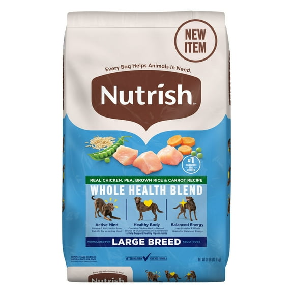 Nutrish Large Breed Real Chicken, Pea, Brown Rice & Carrot Recipe Whole Health Blend Dry Dog Food, 28 lb. Bag (Rachael Ray)