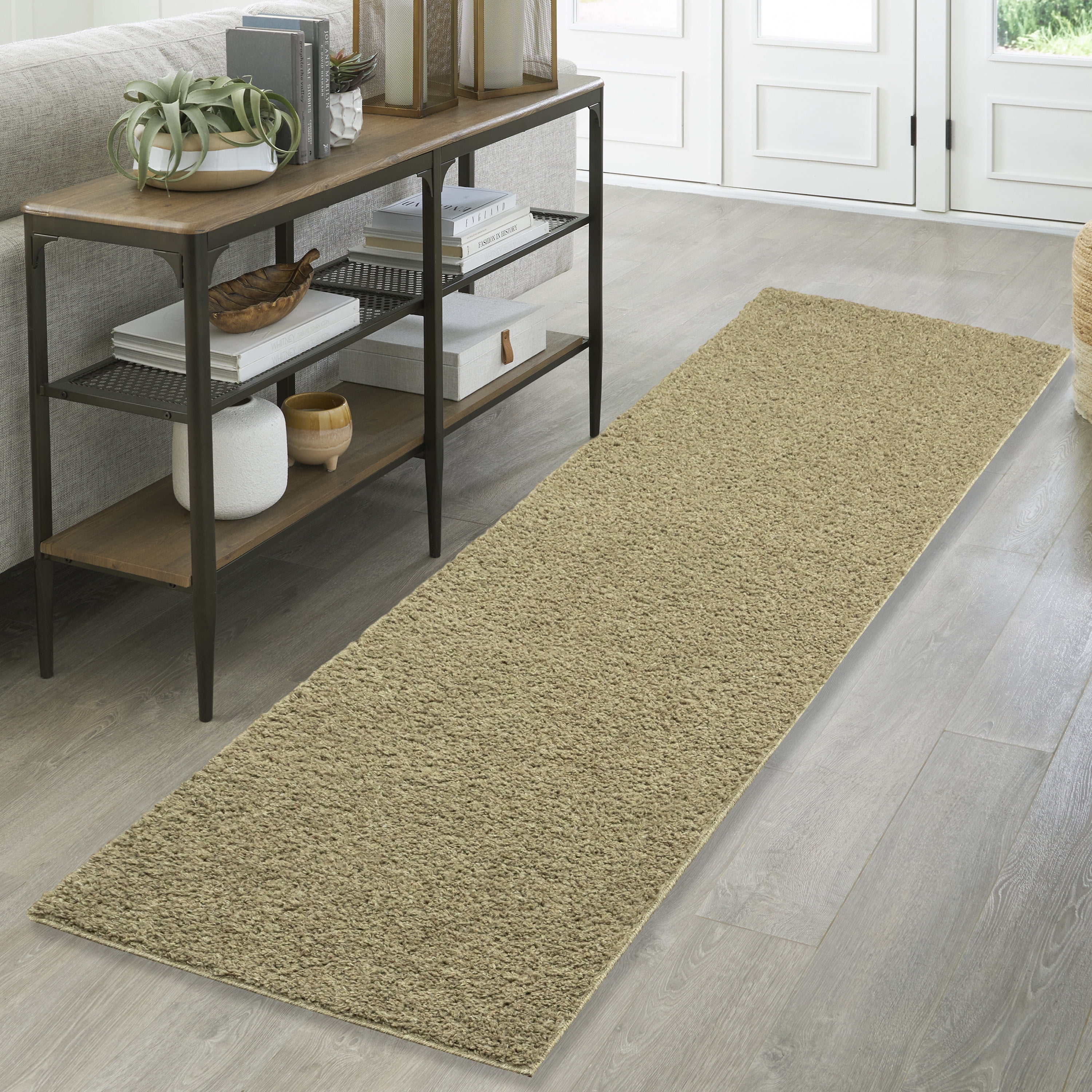 Mainstays Solid Shag Indoor Runner Rug, Mushroom Tan, 2 ft 6 in x 8 ft