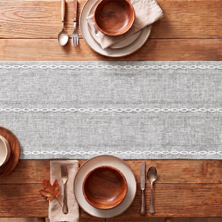 Sm:)e Light Gray Linen Table Runner 13 x 72 Inch photo 5