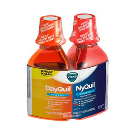 Vicks DayQuil &amp; NyQuil Rhume et grippe Cold Liquid Medicine Combo Pack, 12 fl oz, 2 count