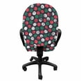 thumbnail image 3 of Grunge Office Chair Slipcover, Abstract Flowers Round Brush Stroke Effect Floral Hand Drawn Style, Protective Stretch Decorative Fabric Cover, Standard Size, Dark Taupe Sea Green, by Ambesonne, 3 of 5